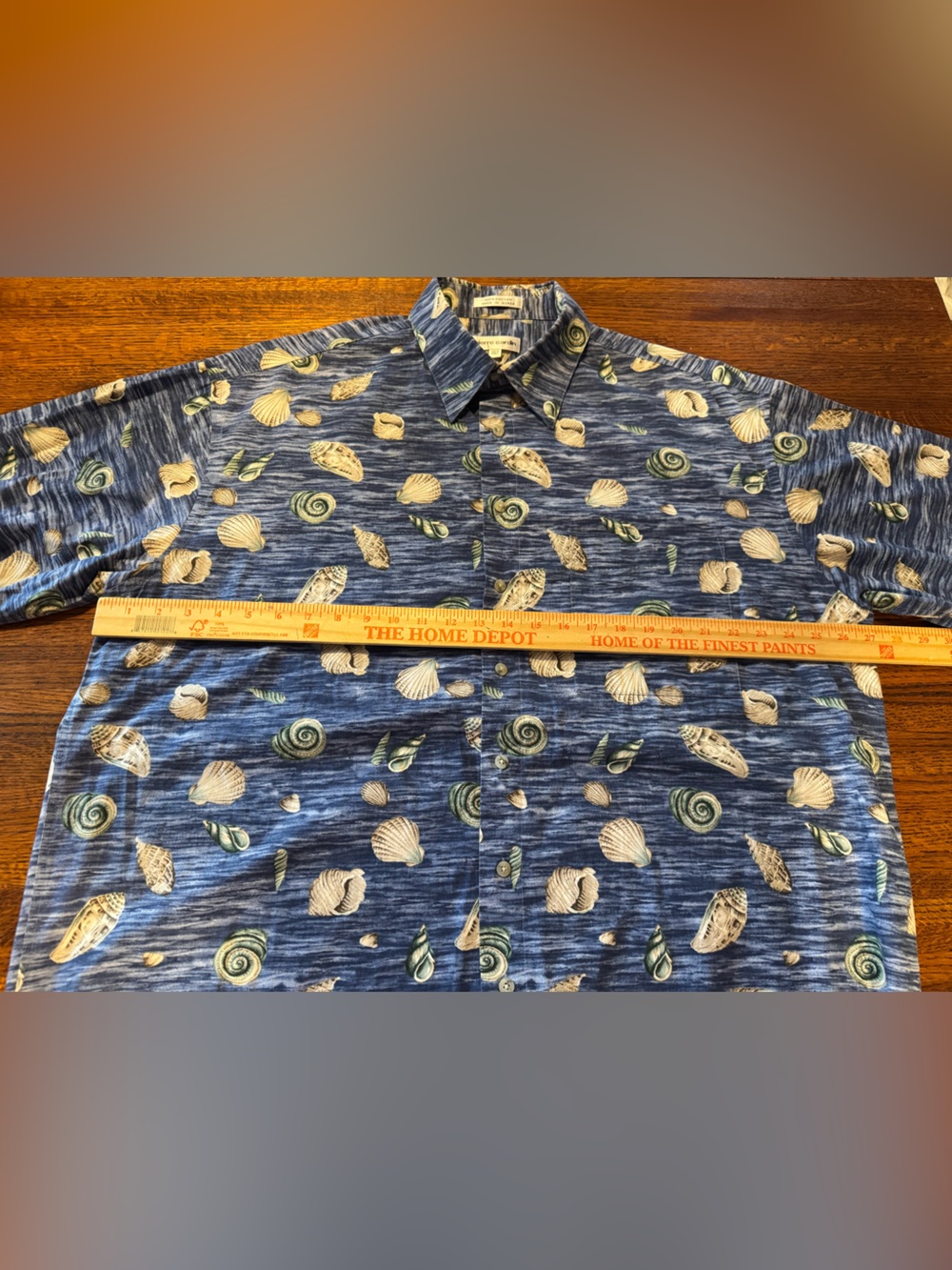 Pierre Cardin VTG XLT Blue Seashell Button Down Men's Shirt 100% Cotton - Picture 8 of 9